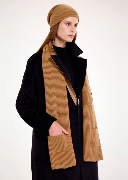 ESSENTIAL POCKET DETAILED CAMEL CASHMERE SCARF - 4