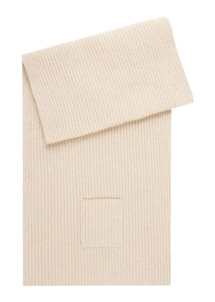 ESSENTIAL POCKET DETAILED CREAM CASHMERE SCARF - 6