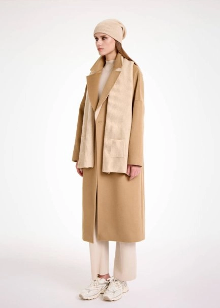 ESSENTIAL POCKET DETAILED CREAM CASHMERE SCARF - 5