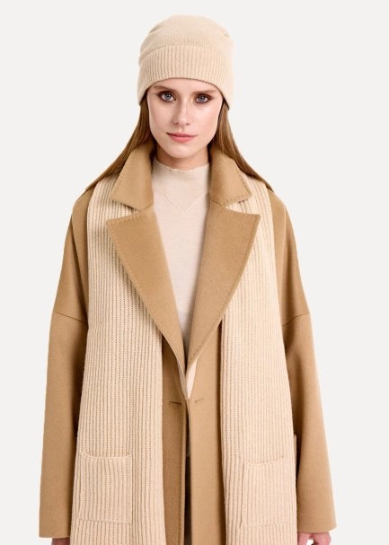 ESSENTIAL POCKET DETAILED CREAM CASHMERE SCARF - 3