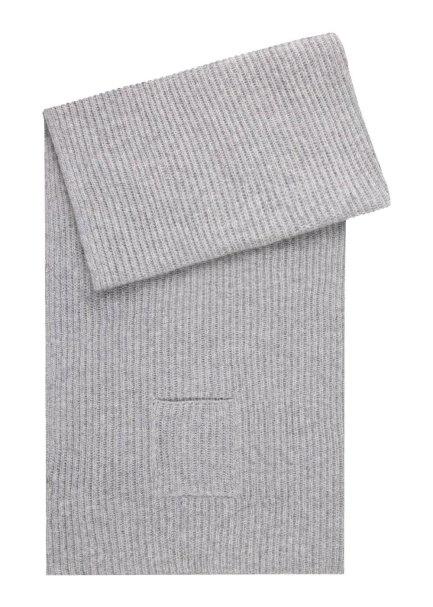 ESSENTIAL POCKET DETAILED GREY CASHMERE SCARF - 6