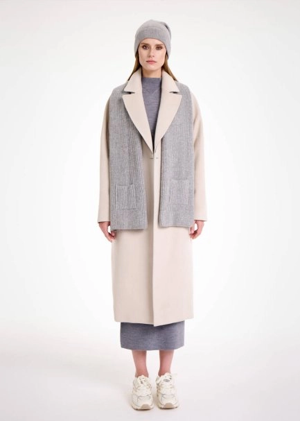 ESSENTIAL POCKET DETAILED GREY CASHMERE SCARF - 1