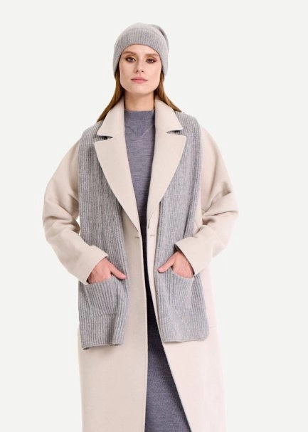 ESSENTIAL POCKET DETAILED GREY CASHMERE SCARF - 4