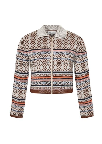 ETHNIC JACQUARD PATTERN CROP KNIT JACKET - 8