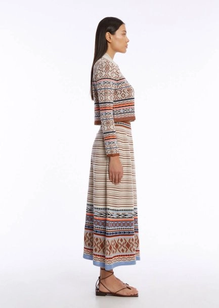 ETHNIC JACQUARD PATTERN CROP KNIT JACKET - 5