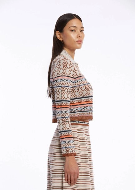 ETHNIC JACQUARD PATTERN CROP KNIT JACKET - 6