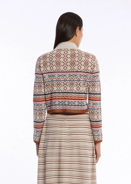 ETHNIC JACQUARD PATTERN CROP KNIT JACKET - 4