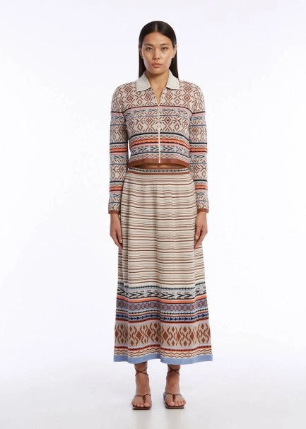 ETHNIC JACQUARD PATTERN CROP KNIT JACKET - 2
