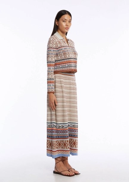ETHNIC JACQUARD PATTERN KNIT SKIRT - 5