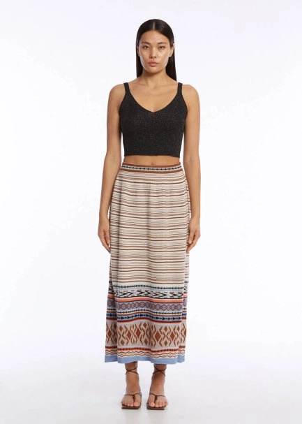 ETHNIC JACQUARD PATTERN KNIT SKIRT - 4