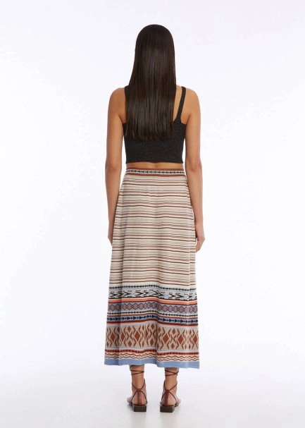 ETHNIC JACQUARD PATTERN KNIT SKIRT - 6