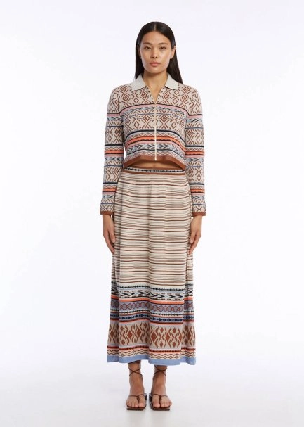 ETHNIC JACQUARD PATTERN KNIT SKIRT - 2