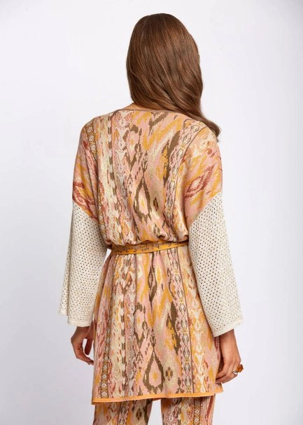 Ethnic Pattern Jacquard Knit Kimono - 3