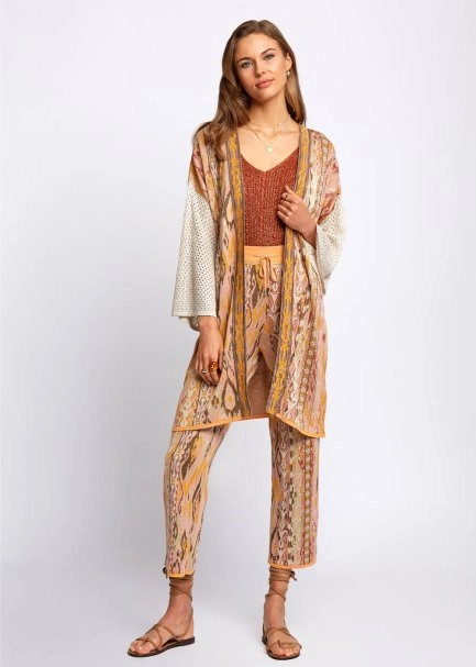 Ethnic Pattern Jacquard Knit Kimono - 5