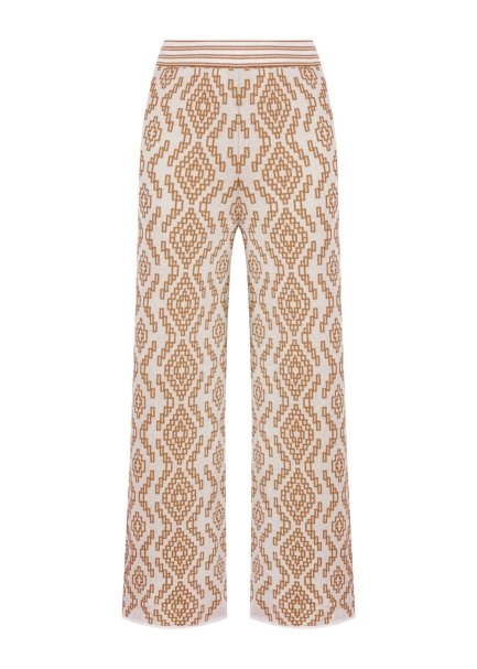 ETHNIC PATTERNED CAMEL KNIT PANTS - 6