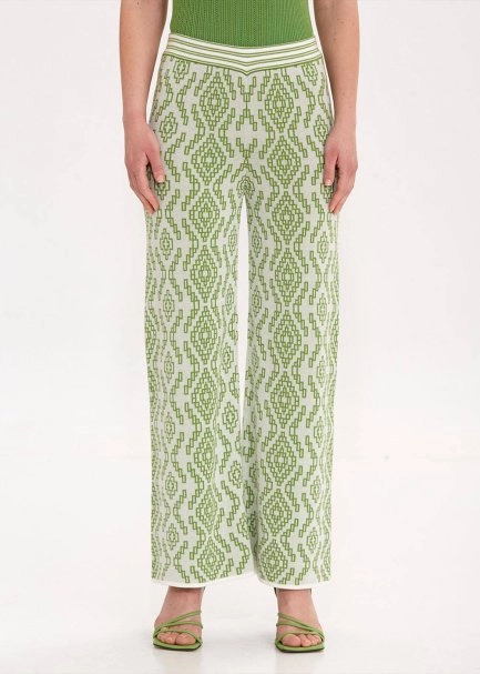 ETHNIC PATTERNED NEPHRITE KNIT PANTS - 2