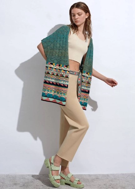 Ethnıc Patterned Oversıze Knıt Gardıgan - 4