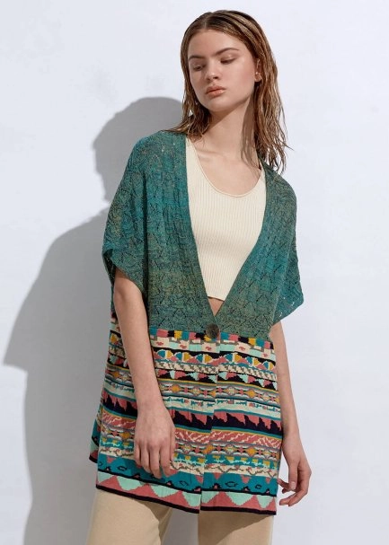 Ethnıc Patterned Oversıze Knıt Gardıgan - 6