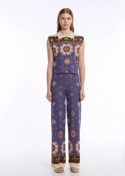 ETHNIC PATTERNED POLO NECK KNIT TOP - 2