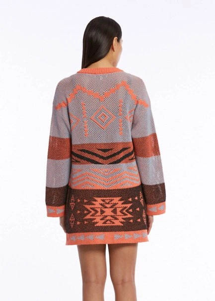 ETHNIC PATTERNED SUNSET KNIT CARDIGAN - 5
