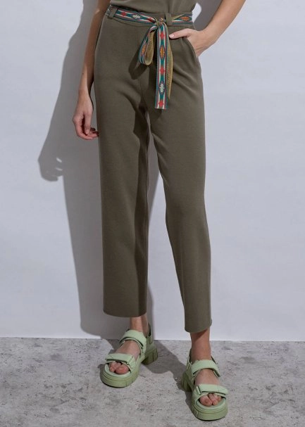 Ethnic Trimmed Rosemary Knit Pants - 1