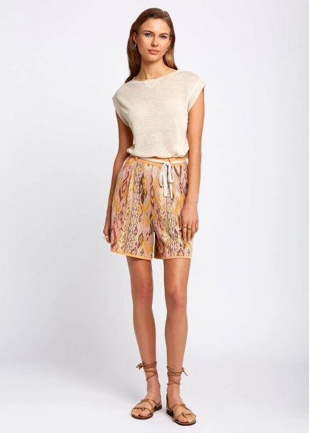 Etnik Desenli Jakar Örgü Triko Şort - 5