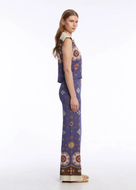 Etnik Desenli Triko Pantolon - 4