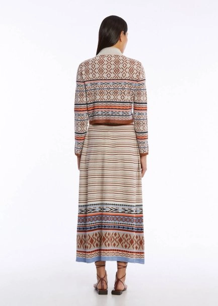 Etnik Jakar Desenli Crop Triko Ceket - 7