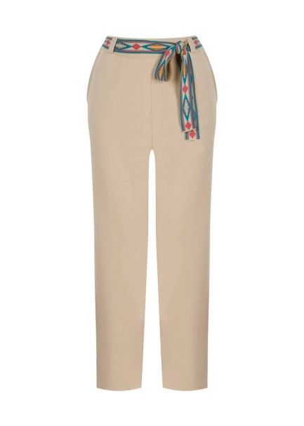 Etnik Şerit Detaylı Bej Triko Pantolon - 7