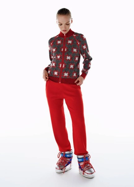 Extrafıne Kırmızı Merino Yün Triko Pantolon - 3