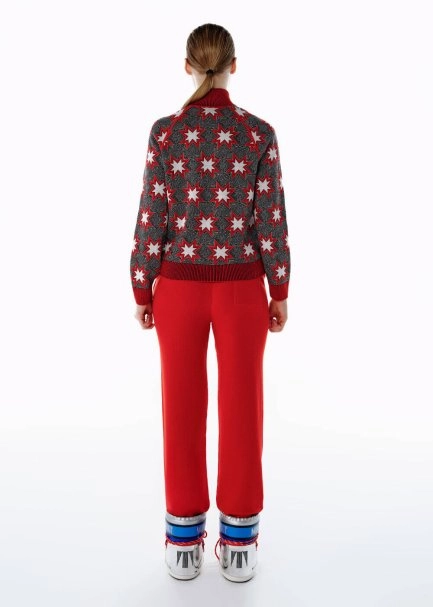 Extrafıne Kırmızı Merino Yün Triko Pantolon - 5