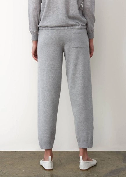 Extra Fine Merino Yün Gri Triko Pantolon - 3
