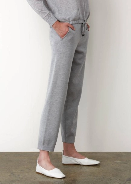 Extra Fine Merino Yün Gri Triko Pantolon - 4