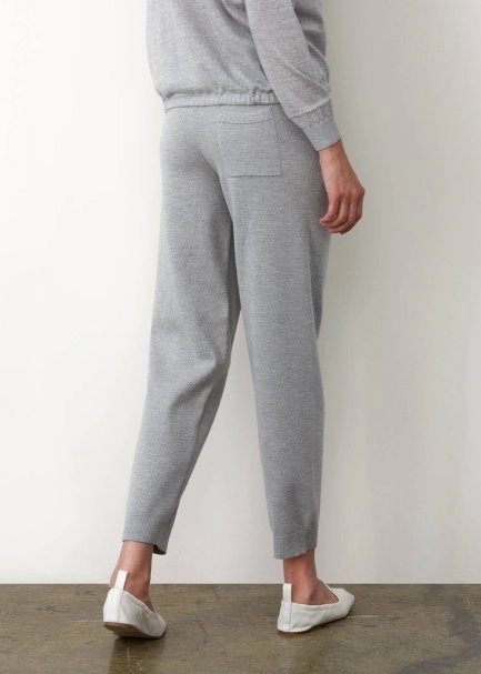 Extra Fine Merino Yün Gri Triko Pantolon - 7