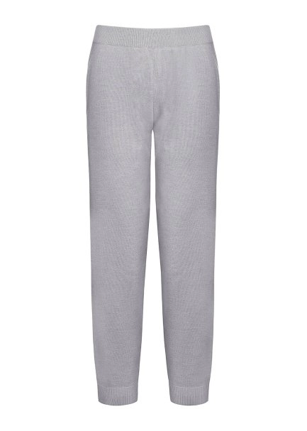 Extra Fine Merino Yün Gri Triko Pantolon - 8