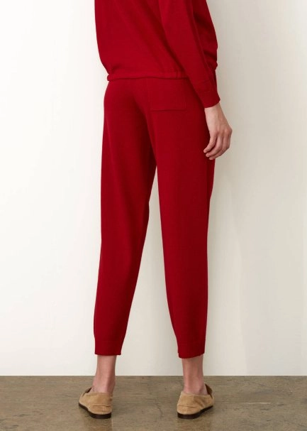 Extra Fine Merino Yün Kırmızı Triko Pantolon - 3