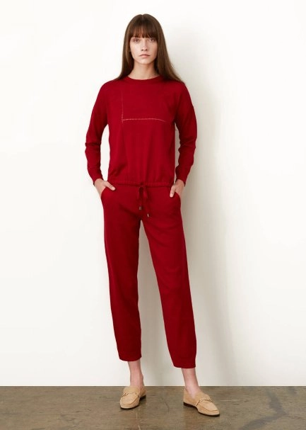 Extra Fine Merino Yün Kırmızı Triko Pantolon - 6