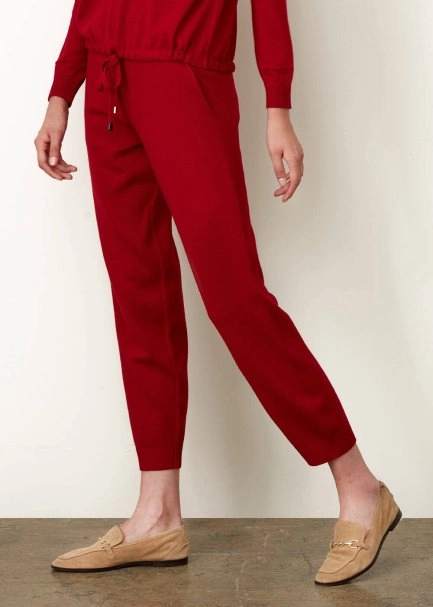 Extra Fine Merino Yün Kırmızı Triko Pantolon - 7