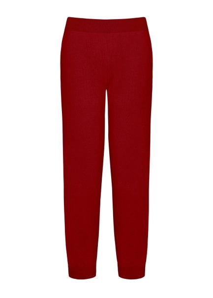Extra Fine Merino Yün Kırmızı Triko Pantolon - 8