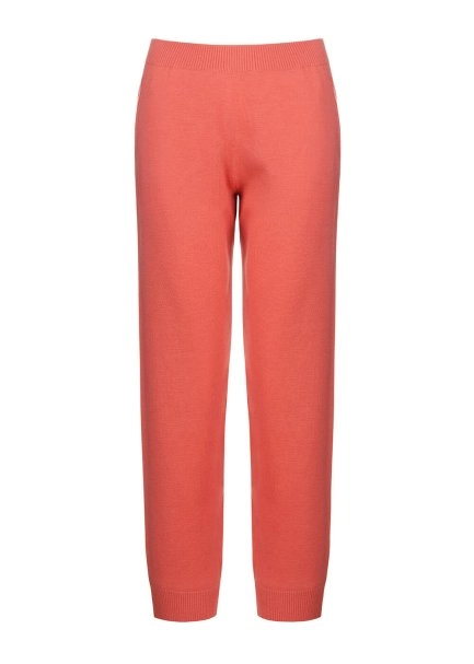 Extra Fine Merino Yün Mercan Rengi Triko Pantolon - 6