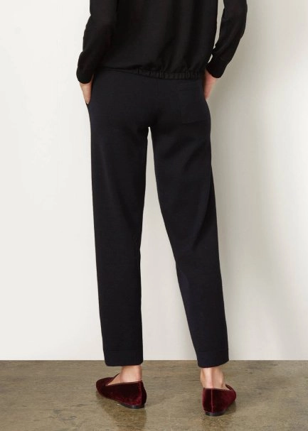 Extra Fine Merino Yün Siyah Triko Pantolon - 3