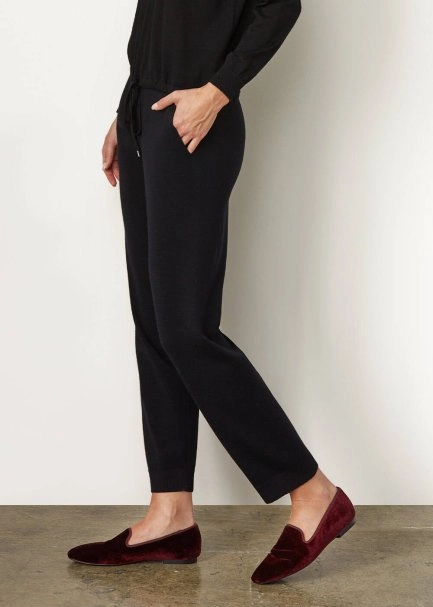 Extra Fine Merino Yün Siyah Triko Pantolon - 4