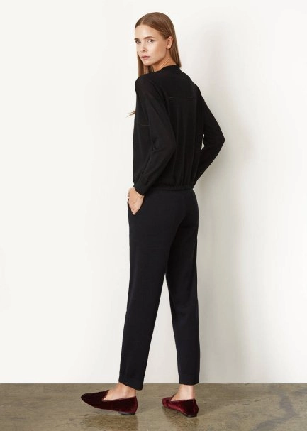 Extra Fine Merino Yün Siyah Triko Pantolon - 7