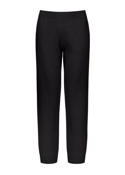 Extra Fine Merino Yün Siyah Triko Pantolon - 8