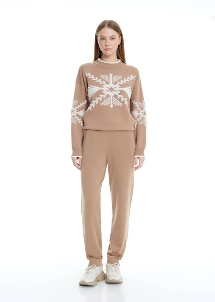 Extrafine Camel Merino Wool Knit Pants - 2