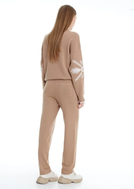 Extrafine Camel Merino Wool Knit Pants - 5