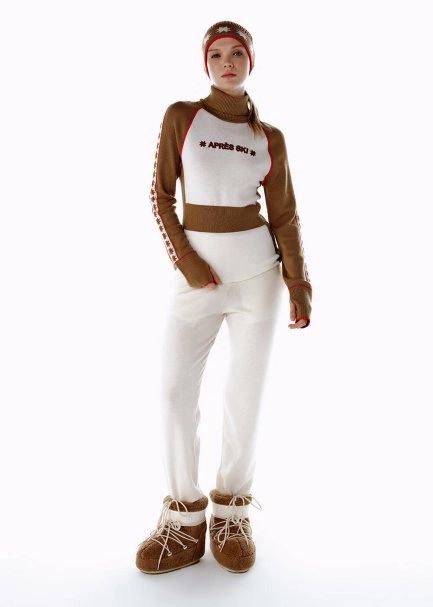 Extrafıne Ekru Merino Yün Triko Pantolon - 2