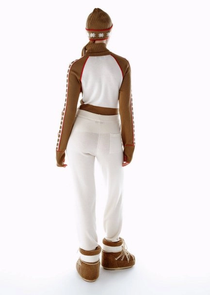 Extrafıne Ekru Merino Yün Triko Pantolon - 5