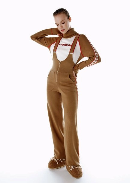 EXTRAFINE MERINO WOOL KNIT JUMPSUIT CAMEL - 2