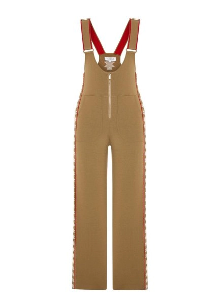 EXTRAFINE MERINO WOOL KNIT JUMPSUIT CAMEL - 6